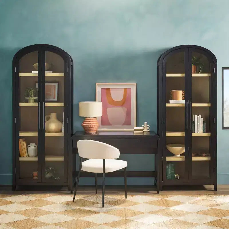 Bureau cascade moderne 3 pièces avec 2 bibliothèques hautes en verre