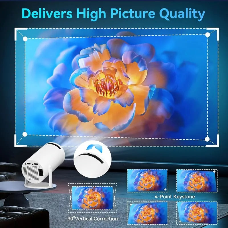 4K Projector with HY300 PRO! Powered by an advanced chip, WiFi6 Portable design