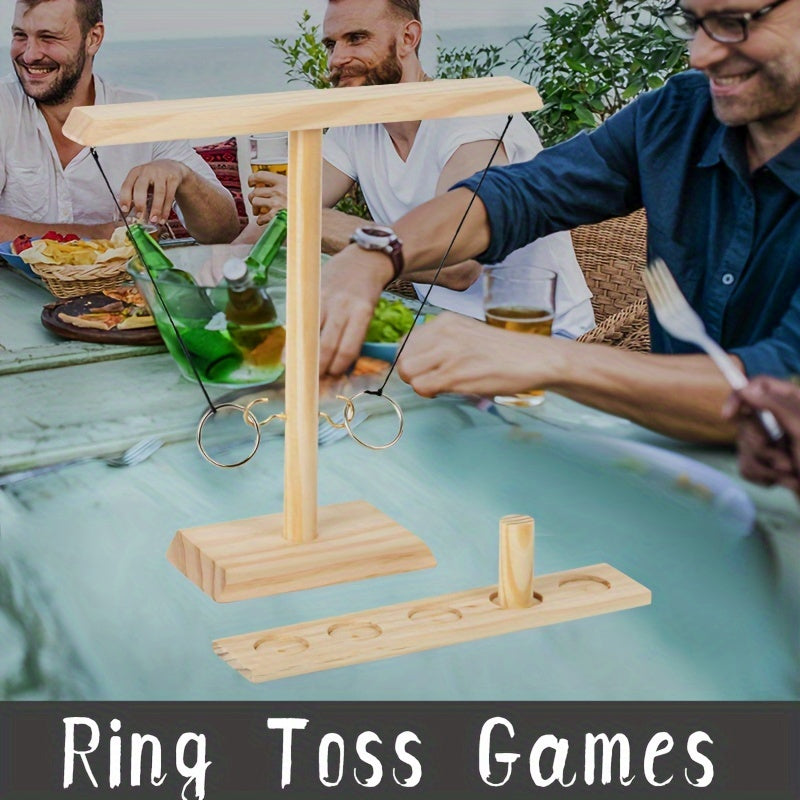 Wooden Hook And Toss Ring Game Set, Indoor/Outdoor Board Game, Halloween Party Supplies