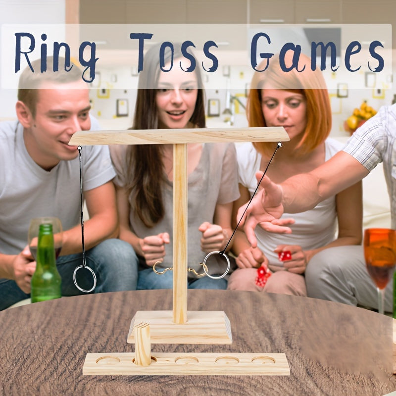 Wooden Hook And Toss Ring Game Set, Indoor/Outdoor Board Game, Halloween Party Supplies