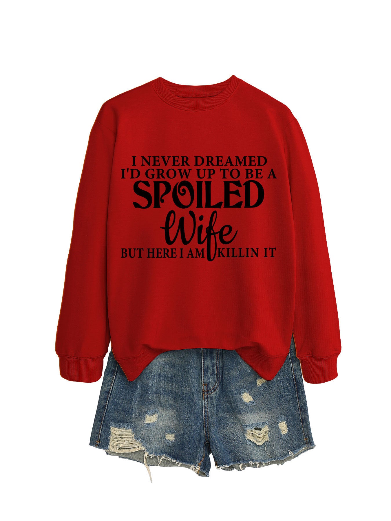 Casual Letters Printed Crew Neck Sweatshirt Women